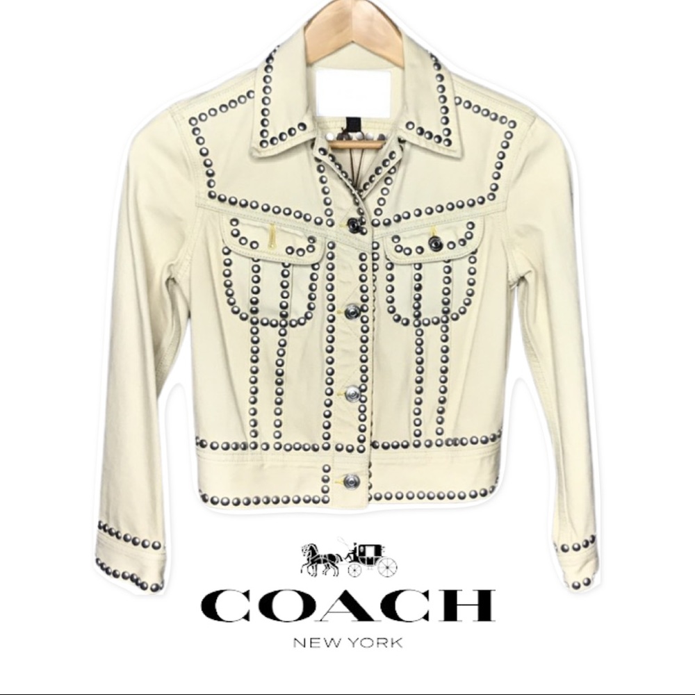 Coach Cream Jean Jacket with Silver Accents